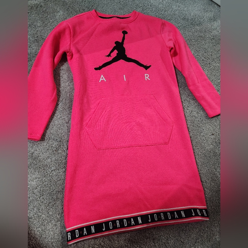 Jordan (L) Pink Big Girl Long Sleeve Dress